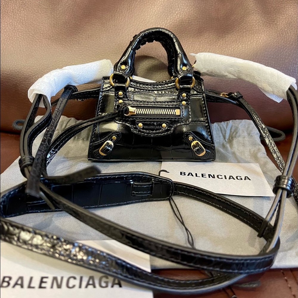 NWT Balenciaga Neo Classic city super mini Nano hourglass top handle handbag cro